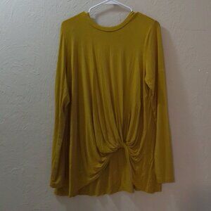 Karen Kane Mustard Twist-Front Long Sleeve Top - XL